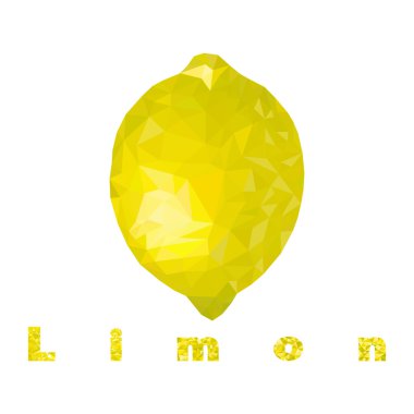 Parlak beyaz bir arka plan üzerinde izole limon. Vektör. Düşük Poli üçgen tarzı illüstrasyon.