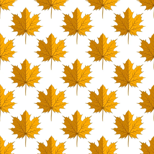 Vector. Seamless fabric. Bright yellow maple leaf. White background. Autumn. Nature background. — Stock Vector