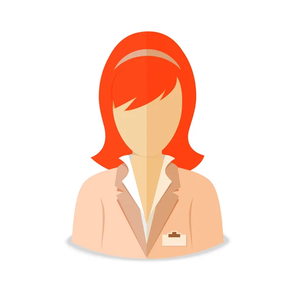 Beyaz arka plan üzerinde vektör illüstrasyon izole kırmızı saçlı kadın avatar simge. — Stok Vektör
