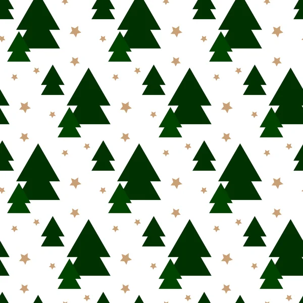 Vector seamless retro pattern, triangle silhouette Christmas trees. Modern hipster background. Can be used for Wallpaper, pattern fills, background of web page. Star — Stock Vector