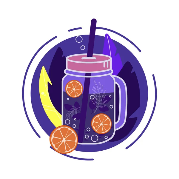 Ilustración vectorial de limonada en un vaso con paja. — Vector de stock