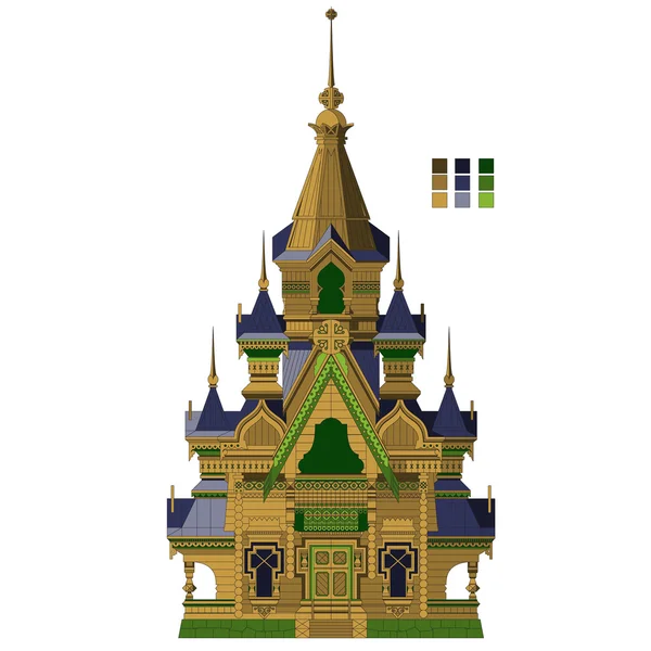 Vieja casa rusa de madera — Vector de stock