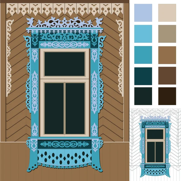 Russian wood window — Stock Illustration Russian wood window Stock Vector