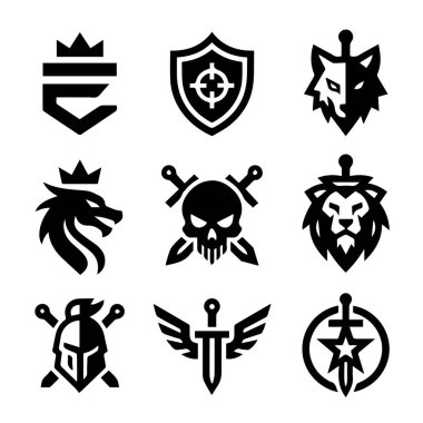 Akış Grafikleri için Profesyonel Esports Takımı Logosu Monokrom Vektörü