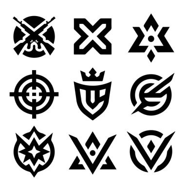 Esports Organizasyonu Markası için Siyah ve Beyaz Vektör logosu