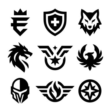 Esports Organizasyonu Markası için Siyah ve Beyaz Vektör logosu