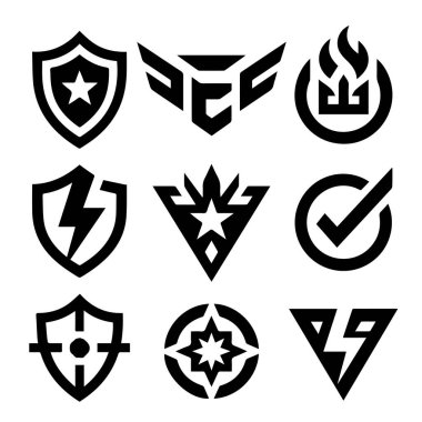 Rekabetçi Oyun Logosu İçin Soyut Simge Vektörü Siyah Beyaz