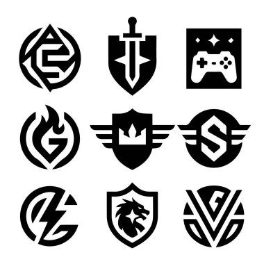 Modern Oyun Markası Kimliği için Siyah ve Beyaz Esports Logo Vektörü