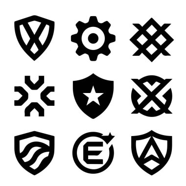 Siyah ve Beyaz Minimalist Biçimli Cesur Esports Kumar Logosu Vektörü