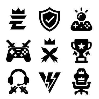 Siyah ve Beyaz Minimalist Biçimli Cesur Esports Kumar Logosu Vektörü