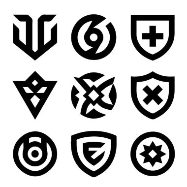 Siyah ve Beyaz Minimalist Biçimli Cesur Esports Kumar Logosu Vektörü