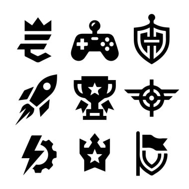 Siyah ve Beyaz Minimalist Biçimli Cesur Esports Kumar Logosu Vektörü