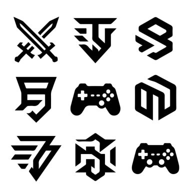 Asgari Tek Renkli Oyun Logo Vektörü Esports Jersey Yazıcıları İçin Mükemmel