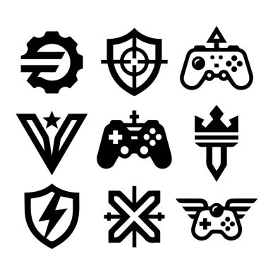 Asgari Tek Renkli Oyun Logo Vektörü Esports Jersey Yazıcıları İçin Mükemmel