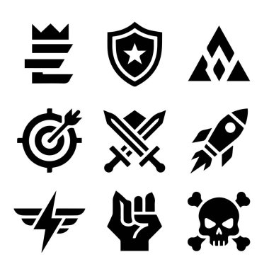 Powerful Gaming Clan Symbol Vector In High Contrast Black White