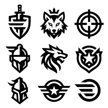 Akış Grafikleri için Profesyonel Esports Takımı Logosu Monokrom Vektörü