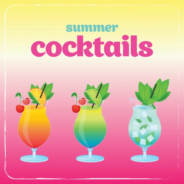 Alkohol-Cocktailset vorhanden. Sommerferien Vektor Illustration Set mit Cocktails — Stockvektor