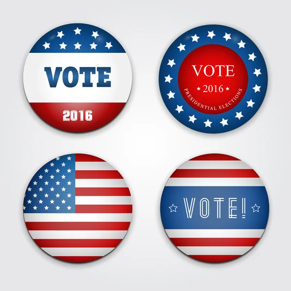 Ilustração vetorial de um conjunto de quatro botões eleitorais 2016 — Vetor de Stock