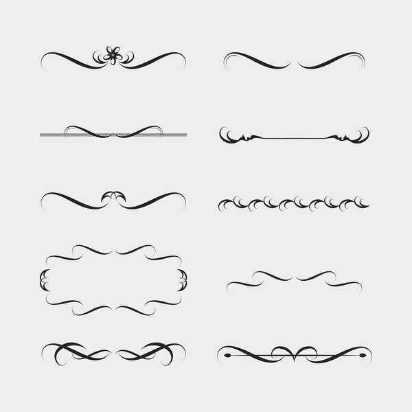 Vector illustration of decorative border and frame set