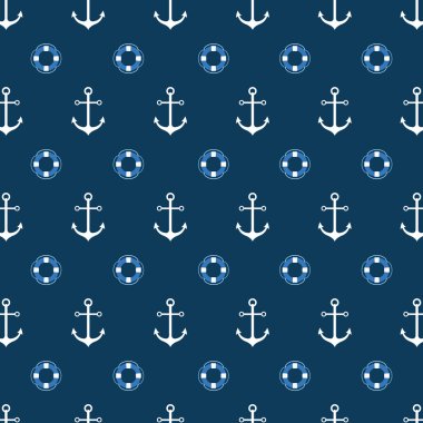 Bir yaşam çizgisi ve çapa ile Seamless modeli. Parlak deniz arka plan. Vektör desen