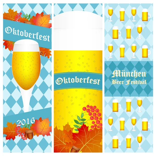 Banderas verticales Oktoberfest 2016 aisladas en blanco. Ilustración vectorial — Vector de stock