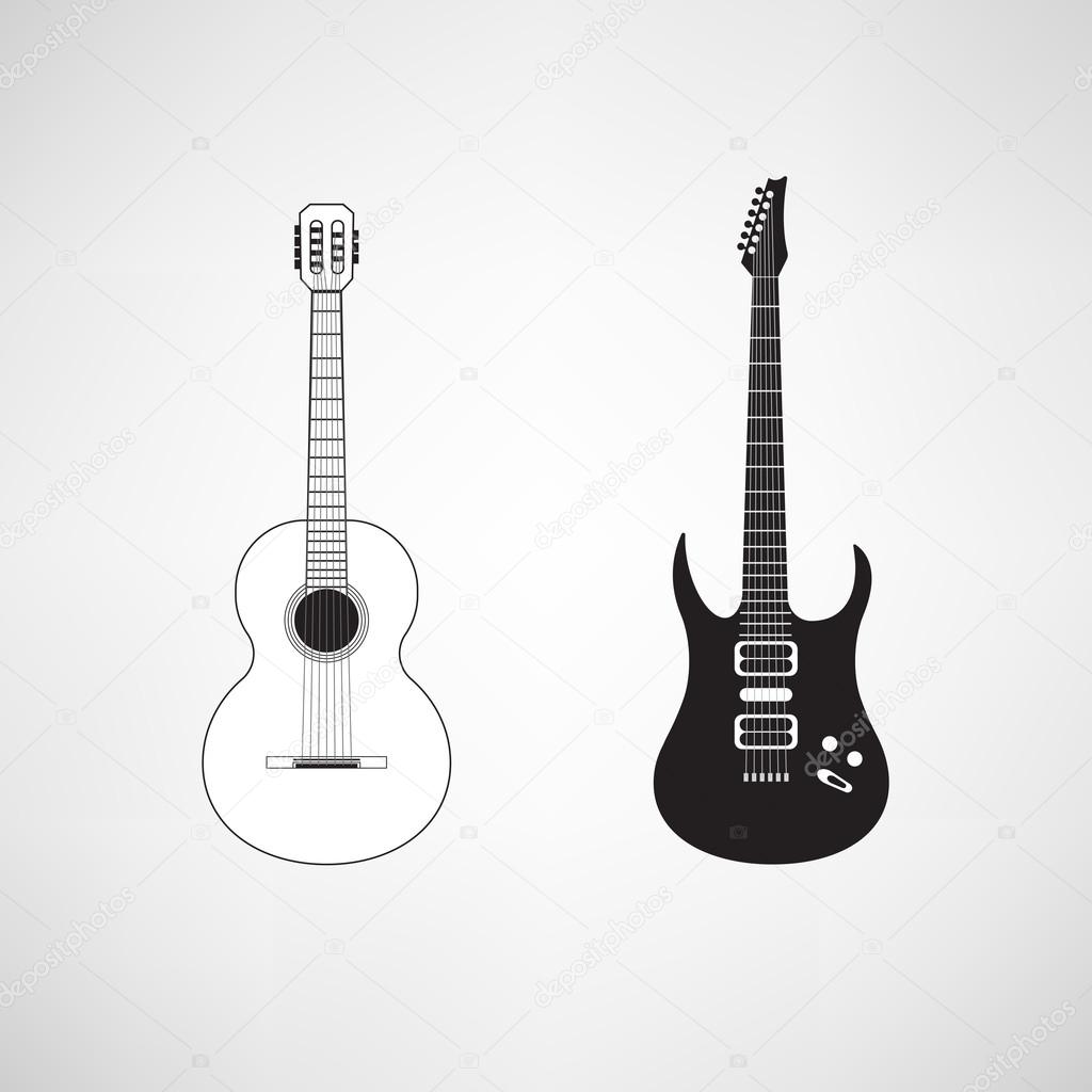 2 つの様式化されたギター フラット 古典的な音響と近代的な電気 ストックベクター C Anna Bo 2 つの様式化されたギター フラット 古典的な音響と近代的な電気 ストックベクター C Anna Bo