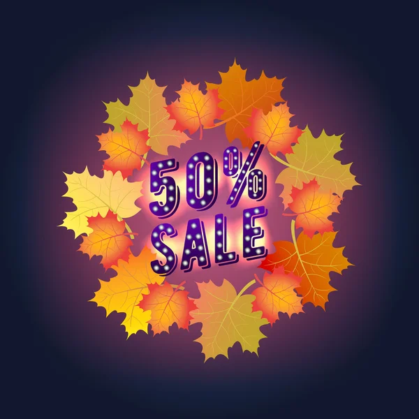 Outono Super Sale banner com folhas de outono. Descontos de outono. Oferta especial . — Vetor de Stock