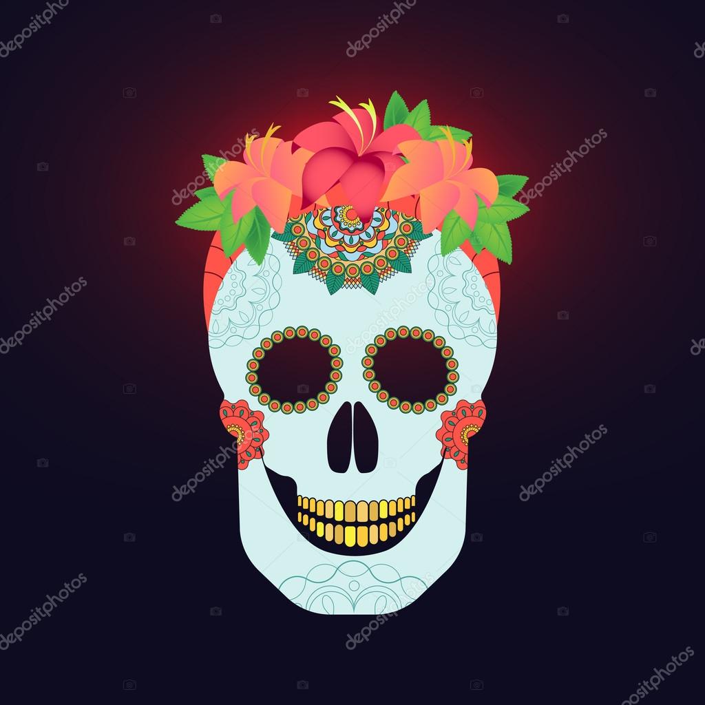 mexican skull vector paint Traditional mexican with skull catrina decoration mexican skull vector paint Traditional mexican with skull catrina decoration