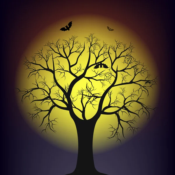 Tree against the moon — Stock Vector