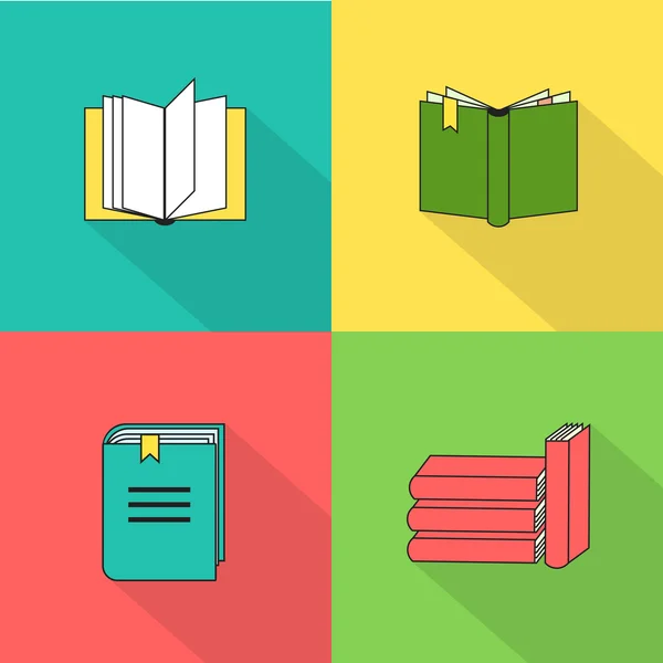 Set di icone del libro in stile flat design. — Vettoriale Stock