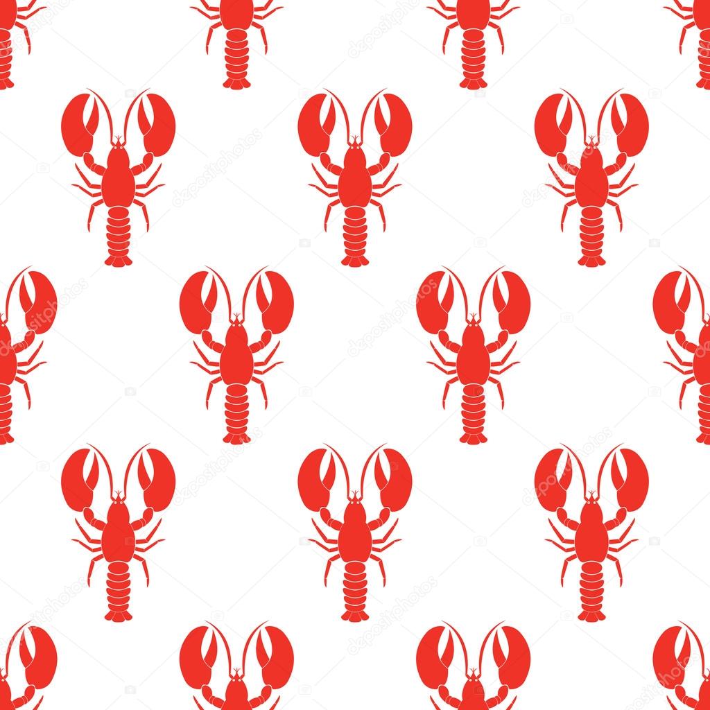 Lobster seamless pattern. Vector illustration