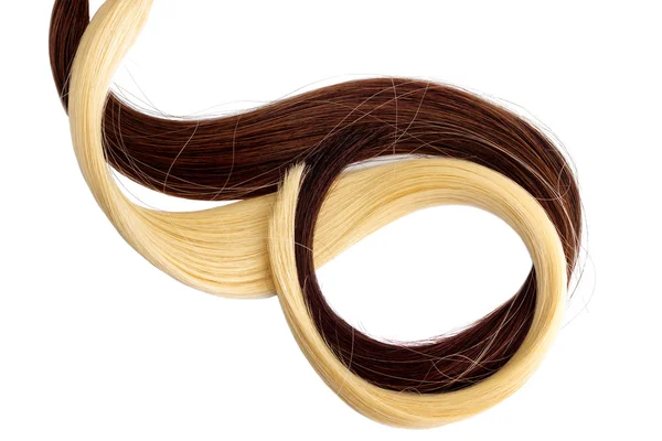 Longa extensão de cabelo loiro e marrom — Fotografia de Stock