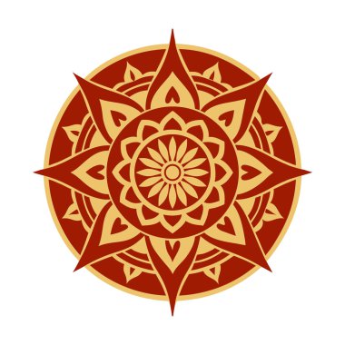 Dairesel Vintage Etnik Mandala Siluet Vektörü