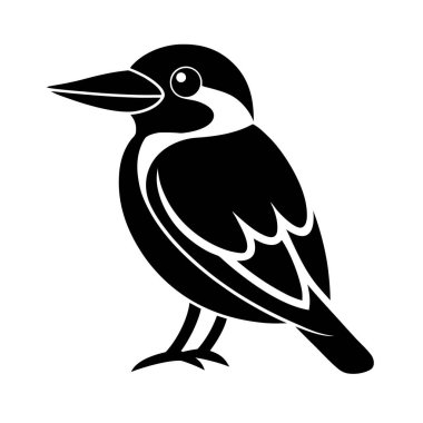 Düz Stil Kookaburra Tünemiş Kuş Silueti Sanatı