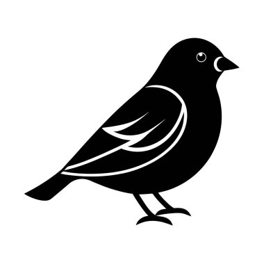 Düz Stil Finch Küçük Kuş Silueti Tasarımı