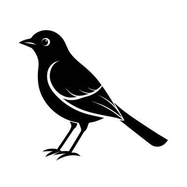 Düz Biçim Nightingale Şarkı Söyleyen Kuş Silueti Tasarımı
