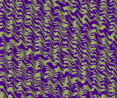 Canlı mor ve sarı dalgalı çizgiler kalın bir desen oluşturur.