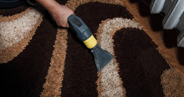 用吸尘器清洁地毯 — 图库照片