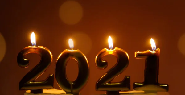 2021 Sinal Com Velas Acesas Conceito Ano Novo — Fotografia de Stock