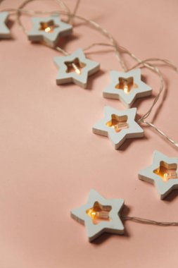 star garland for  new year holiday with copy space
