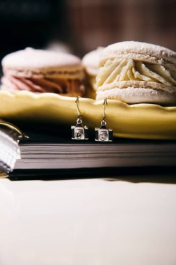 Klasik kamera şekilli küpeler.