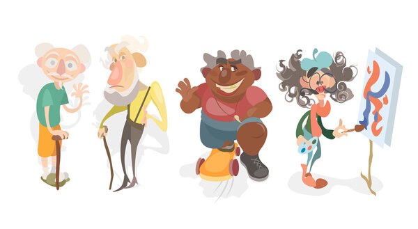  Four versatile grandfathers on a white background