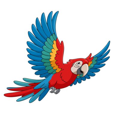 Bright colorful parrot cute tropical exotic animal flat vector illustration with feathers perfect for cartoon poster website or nature themed artwork