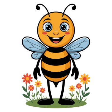 Cartoon bee standing vector illustration isolated design element perfect for cute insect mascot children themed playful or educational creative artwork