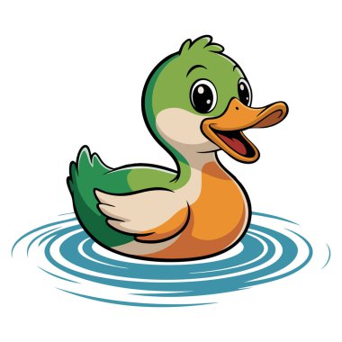 Cartoon duck isolated on white background cute duck swimming vector illustration perfect for children design animal cartoon or nature themed creative artwork
