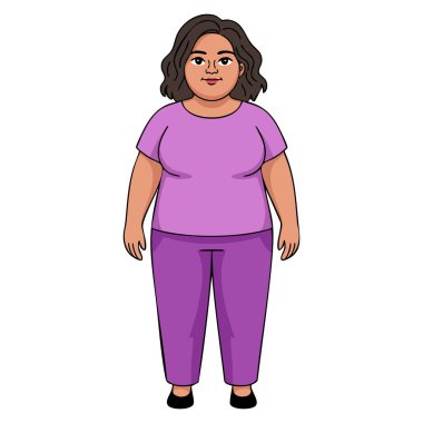 Cartoon obese woman vector illustration clip art suitable for health awareness projects educational creative artwork and character design isolated on white