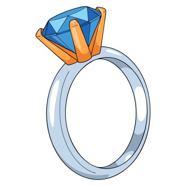 Colored ring icon with diamond vector isolated design element ideal for jewelry luxury wedding accessory or romantic decoration graphic illustration