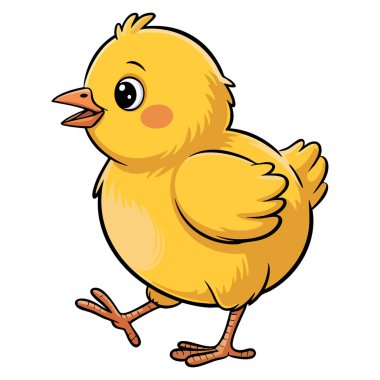 Cute yellow baby chicken for easter design little cartoon chick vector illustration isolated on white background adorable spring holiday artwork