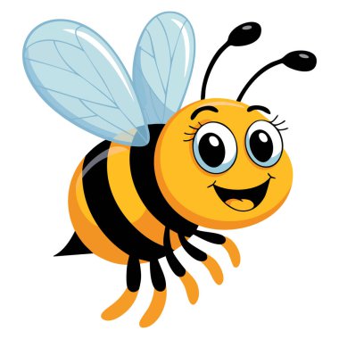 Isolated cartoon bee vector illustration perfect for mascot design cute insect character children themed playful or educational creative artwork