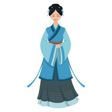 Korea traditional clothes woman wearing ancient costume vector illustration isolated asian dress concept perfect for cultural fashion or heritage artwork